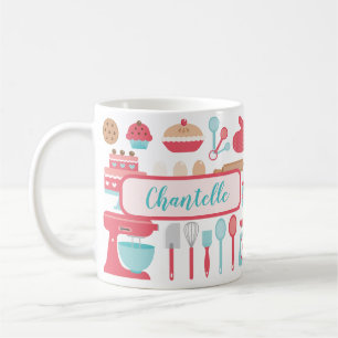 Niedliche Pastell Retro Küchenbackutensilien Muste Kaffeetasse