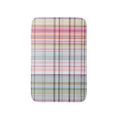 Niedliche Pastell Rosa Blauer Retro Tartan Kariert Badematte (Vorderseite Vertikal)