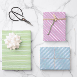 Niedliche Pastell-, Rosa- und Blaue Punkte Geschenkpapier Set