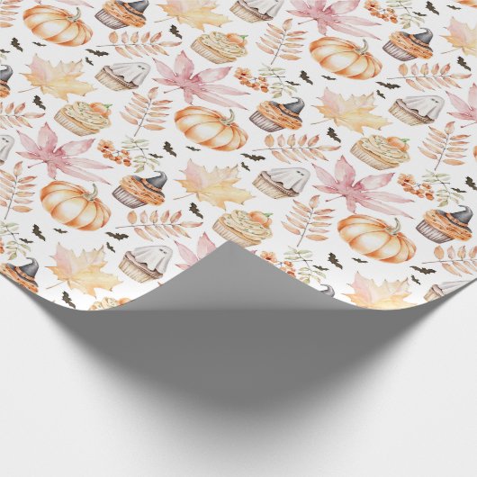 Niedliche Pastell Spooky Cupcakes Halloween Muster Geschenkpapier (Ecke)