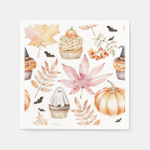 Niedliche Pastell Spooky Cupcakes Pattern Hallowee Serviette
