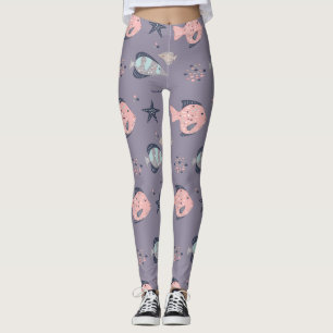 Niedliche Pastell-tropische Fischmuster Leggings