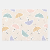 Niedliche Pastell Umbrella Pattern Geschenkpapier Set (Vorderseite 3)