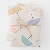 Niedliche Pastell Umbrella Pattern Geschenkpapier Set (Beispiel)