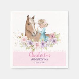 Niedliche Pastell und Pferde zum Geburtstag Serviette