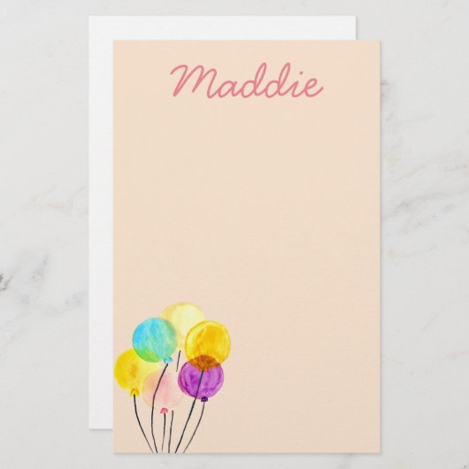 Niedliche Pastellballons Briefpapier (Vorne/Hinten)