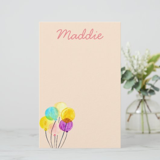 Niedliche Pastellballons Briefpapier (Stehend Vorderseite)