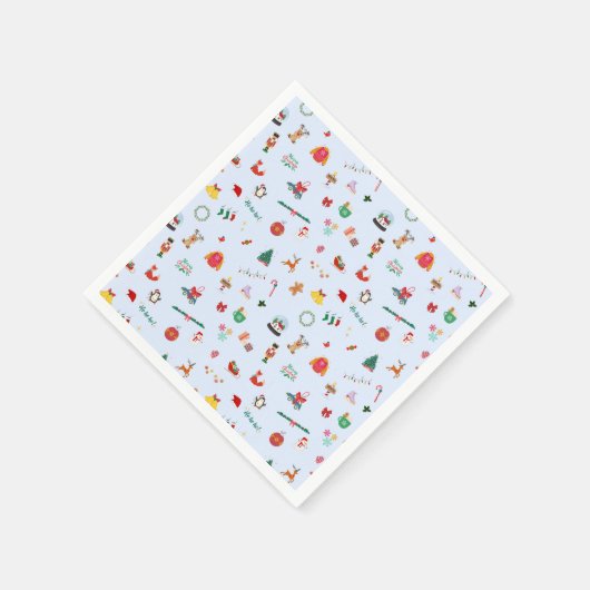 Niedliche pastellblaue Weihnachtsdekoration Party Serviette (Ecke)