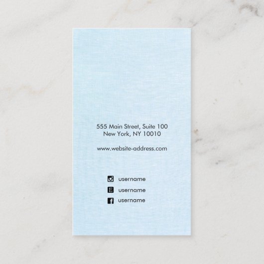 Niedliche Pastellblauer Script-Vorzeichendarstellu Visitenkarte (Rückseite)