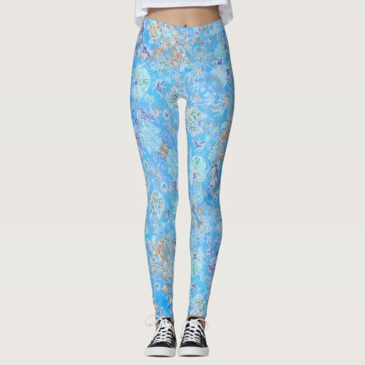 Niedliche Pastellblüte Leggings (Vorderseite)