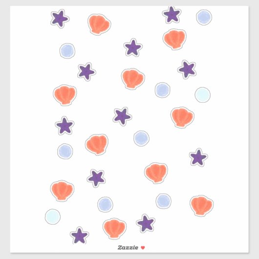 Niedliche Pastelle Halloween Ocean Seashells & Sea Aufkleber (Blatt)