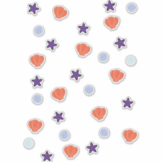 Niedliche Pastelle Halloween Ocean Seashells & Sea Aufkleber (Vorderseite)