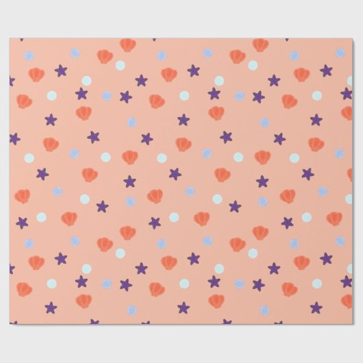 Niedliche Pastelle Halloween Ocean Seashells & Sea Geschenkpapier (Flach)