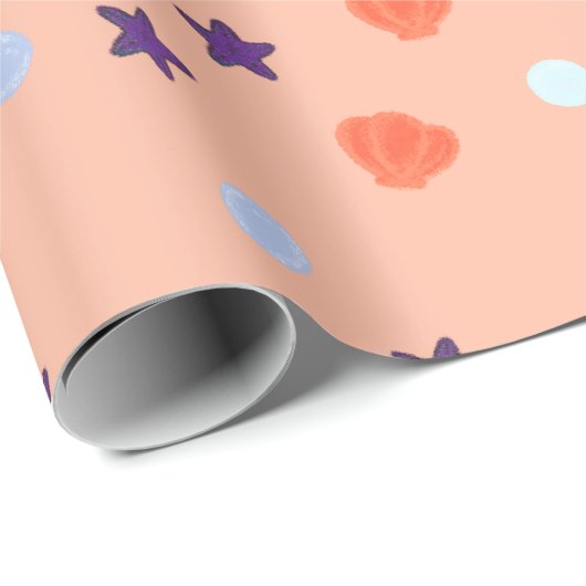 Niedliche Pastelle Halloween Ocean Seashells & Sea Geschenkpapier (Rolleneckpunkt)