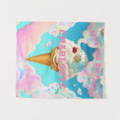 Niedliche Pastelle Happy Birthday Dreamy Ice Creme Wandteppich (Vorderseite (Horizontal))