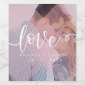 Niedliche Pastellfarbe | LIEBE | FOTO | Weinetikett (Einzelnes Label)