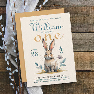 Niedliche Pastellfarben Bunny First Birthday Einladung