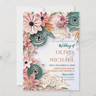 Niedliche Pastellfarben, florale Hochzeitsrahmenpa Einladung