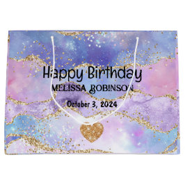 Niedliche Pastellfarben Gold Glitzer Geburtstag Große Geschenktüte