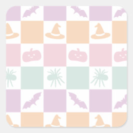 Niedliche Pastellfarben Halloween-Grafik und Karto Quadratischer Aufkleber