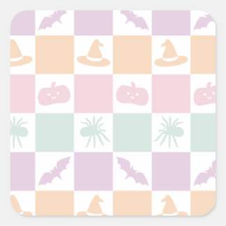 Niedliche Pastellfarben Halloween-Grafik und Karto Quadratischer Aufkleber