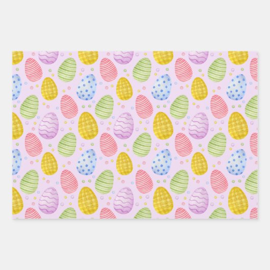 Niedliche Pastellfarben Ostereier Geschenkpapier Set (Vorderseite)
