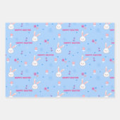 Niedliche Pastellfarben Ostern Bunny Floral Geschenkpapier Set (Vorderseite 2)