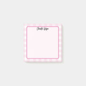 Niedliche Pastellfarben Pink Gingham Pattern Hinwe Post-it Klebezettel (Vorderseite)