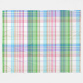 Niedliche Pastellfarben Rosa Grüner Tartan Kariert Fleecedecke (Vorderseite (Horizontal))