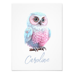 Niedliche Pastellfarben Rosa und Blauer Cartoon Fotodruck