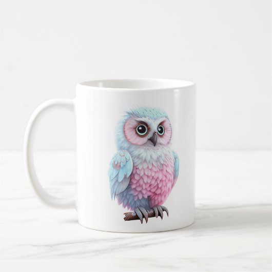Niedliche Pastellfarben Rosa und Blauer Cartoon Kaffeetasse (Links)
