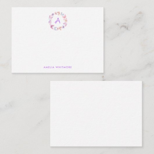 Niedliche Pastellfarben-Schmetterlinge Mitteilungskarte (Vorne/Hinten)