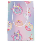 Niedliche Pastellfarben Unicorns Regenbogen Donuts Mittlere Geschenktüte (Vorderseite)
