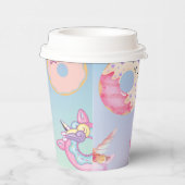 Niedliche Pastellfarben Unicorns Regenbogen Donuts Pappbecher (Rechts)