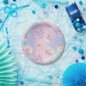 Niedliche Pastellfarben Unicorns Regenbogen Donuts Pappteller (Party)