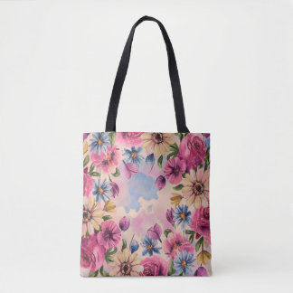 Niedliche pastellfarbene Aquarellblüte Tasche