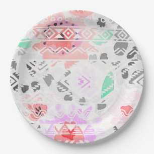 Niedliche pastellfarbene Azteken Pappteller