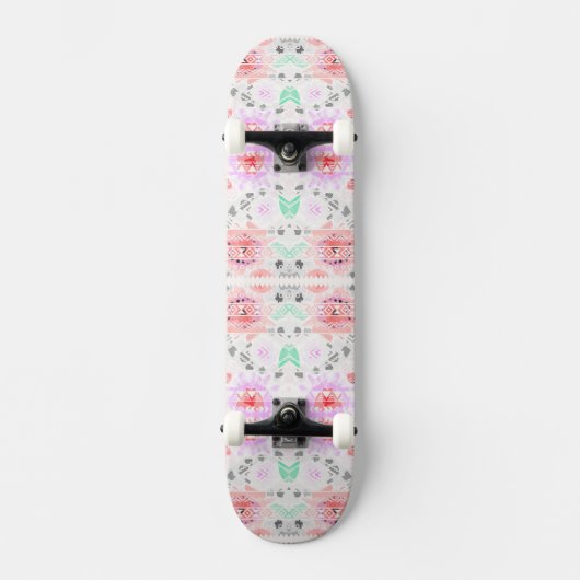 Niedliche pastellfarbene Azteken Skateboard (Vorderseite)