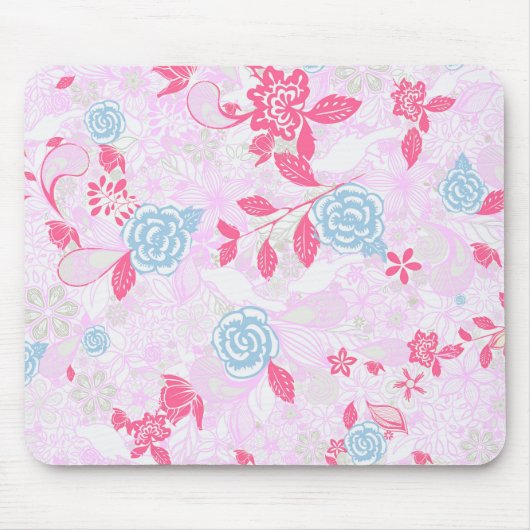 Niedliche pastellfarbene Blumenmuster Mousepad (Vorne)