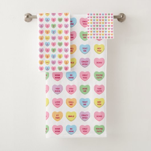 Niedliche, pastellfarbene Konversationsmuster Badhandtuch Set (Insitu)