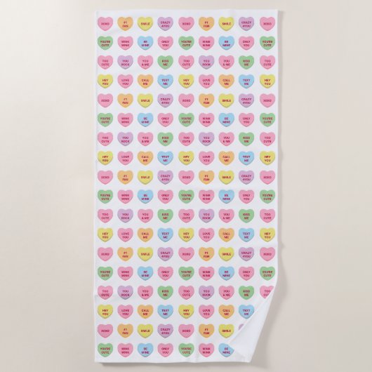 Niedliche, pastellfarbene Konversationsmuster Strandtuch (Vorderseite)