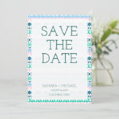 Niedliche pastellfarbene Kunstmuster Save The Date (Stehend Vorderseite)