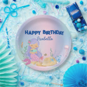 Niedliche pastellfarbene Meerjungfrau Rainbow Gebu Pappteller (Party)