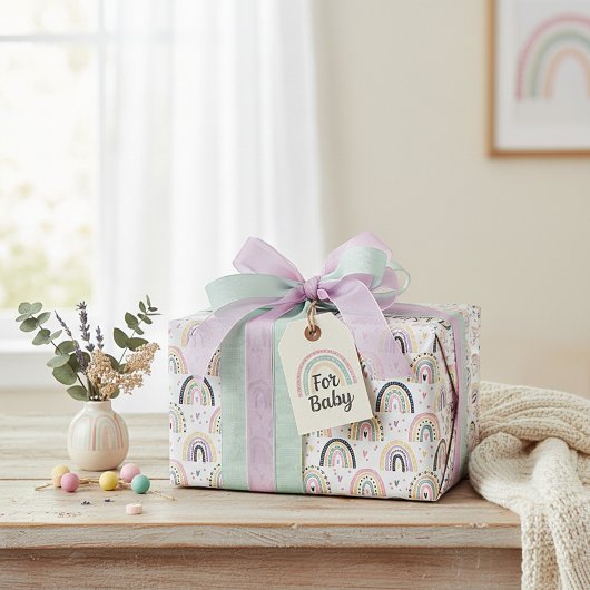 Niedliche pastellfarbene Regenbogen Geschenkpapier