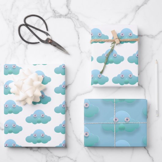 Niedliche Pastellfarbenwolke Geschenkpapier Set (Vorderseite)