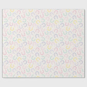 Niedliche Pastellhufeisen und Herz auf Sahne Geschenkpapier (Flach)