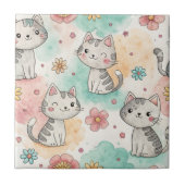 Niedliche Pastellkatze Kawaii, nahtlos Fliese (Vorderseite)