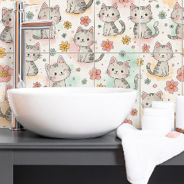 Niedliche Pastellkatze Kawaii, nahtlos Fliese