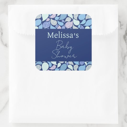 Niedliche Pastellmaus Tear Drop Girl Ocean Muster Quadratischer Aufkleber (Tasche)