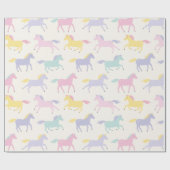Niedliche Pastellpferde auf Creme Geschenkpapier (Flach)